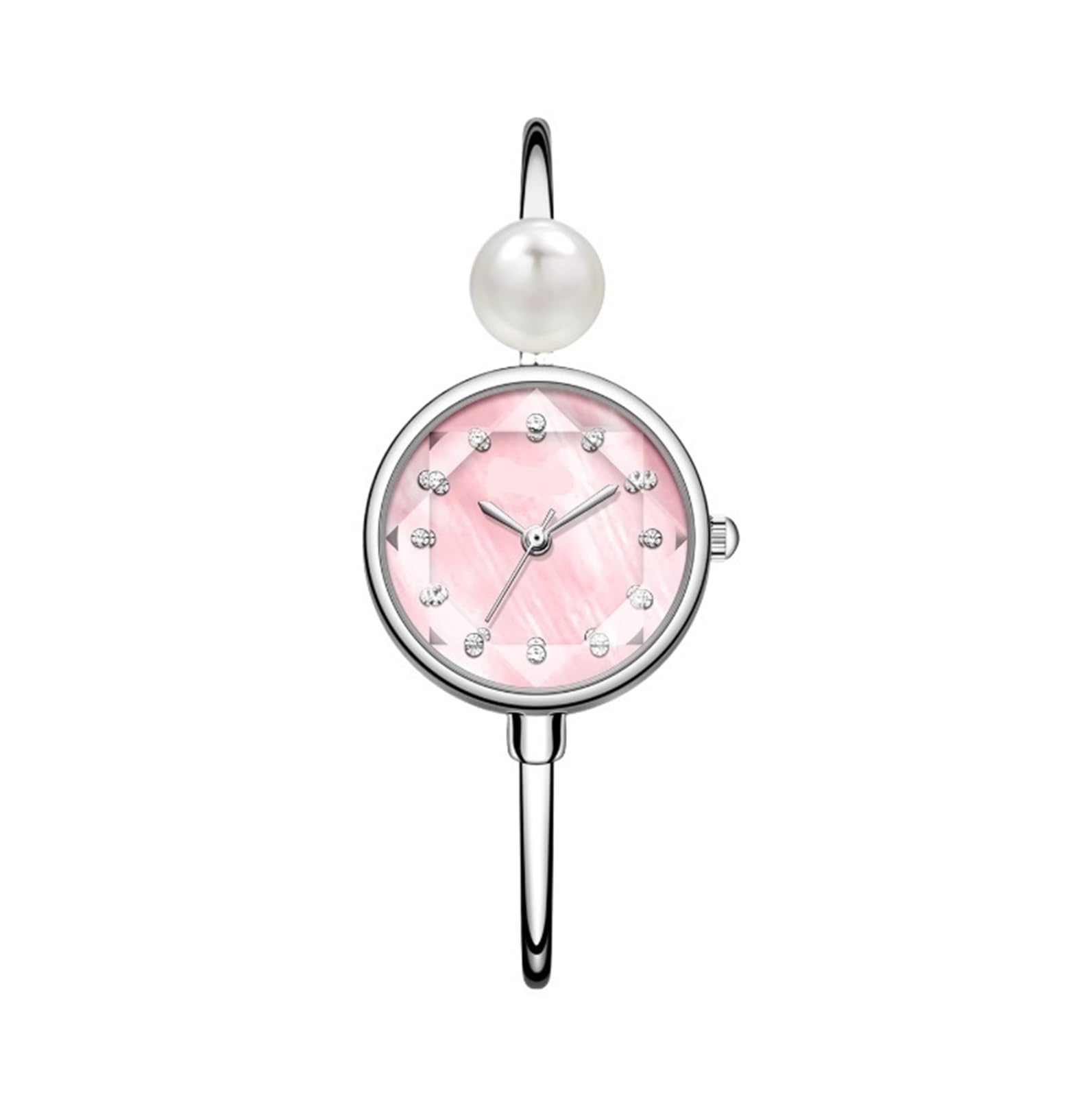 Orologio da polso delicato da donna, elegante braccialetto di perle, orologio da polso al quarzo rotondo impermeabile, regalo for le donne Orologio da polso(Pink)