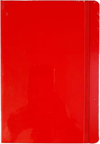 Rounded Corners Lined Soft Touch Notebook with Elastic Band 128-Pages, A5 Size, Red