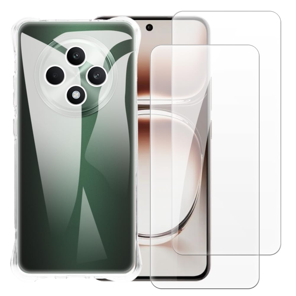 Holilo Cover +2 Pezzi Vetro Temperato Pellicola per OPPO Reno 12 FS