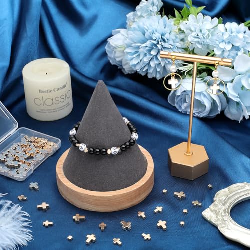 Perles en pierre croisée dorées et noires pour création de bracelet