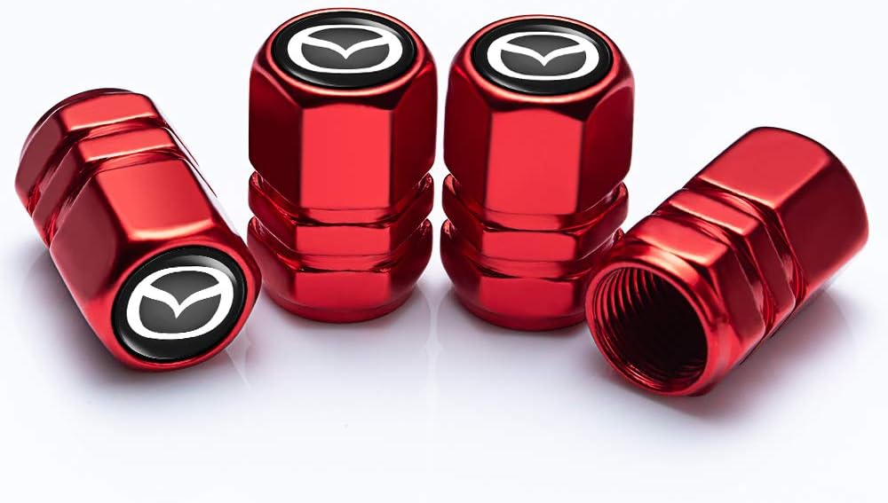 Compatible with Mazda car keychains with tire valve stem covers, premium metal keychains, and black leather,metal car keychain accessories, sports style car accessories image 3