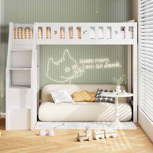 Loft bed showing the spacious area underneath for various uses