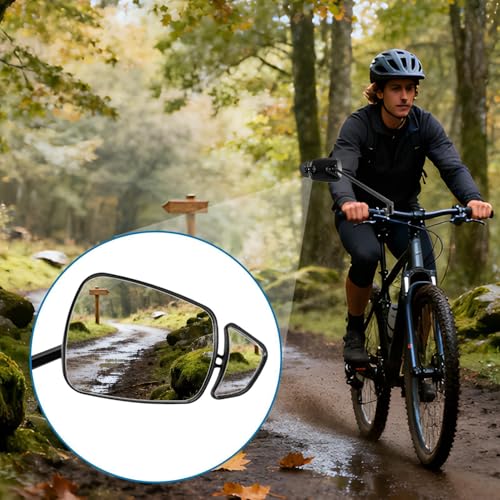 Espejo retrovisor para bicicleta gran angular lente doble para atletas y ejercicio 2