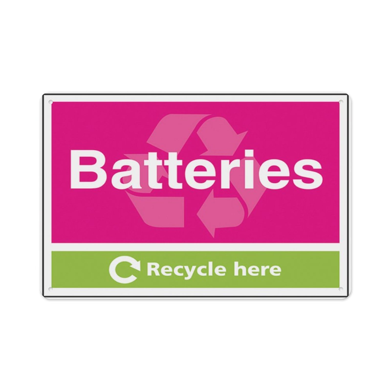 peiyeety Batteries Recycle Here Aluminum Tin Warning Signs For Home Outdoor Garden 8X12 Inches