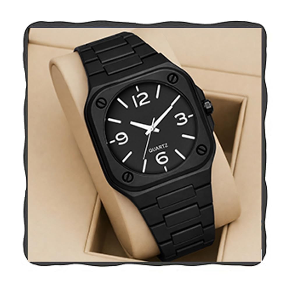 Image of Acnos Men's Premium Fiber Quartz Analog Watch - Luxury Square Dial Casual & Business Wrist Watch for Men