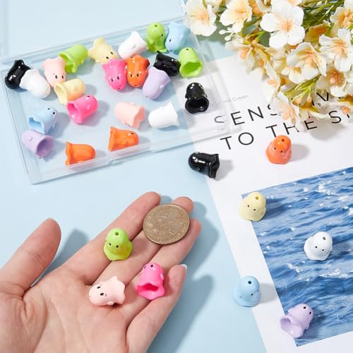 SUNNYCLUE 1 Box 36Pcs 9 Colors Ghost Beads Jewellery Halloween Beads Acrylic Opaque Colorful Cartoon Ghost Spacer Loose Bead for Halloween Jewellery Making Bracelets Necklaces Beaded Supplies Crafting - Image 3
