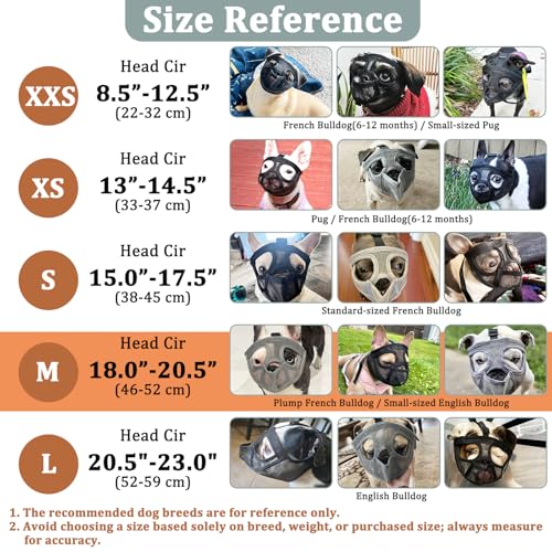 Image of Mayerzon Short Snout Dog Muzzle for French Bulldog with Full Pant Design to Prevent Eating Biting, Soft Mesh Dog Muzzle for Shih Tzu Pug English Bulldog for Grooming Walking, Allow to Drink and Feed