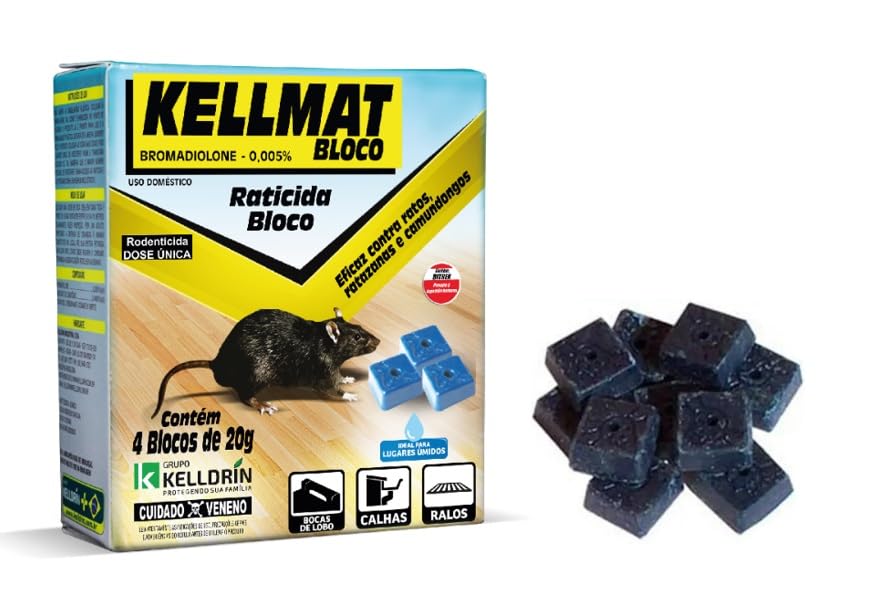 Kit 4 Und Kellmat Bloco Controle de Ratos Ratazanas e Camundongos (16 Blocos de 20g) : Amazon.com.br: Pet Shop
