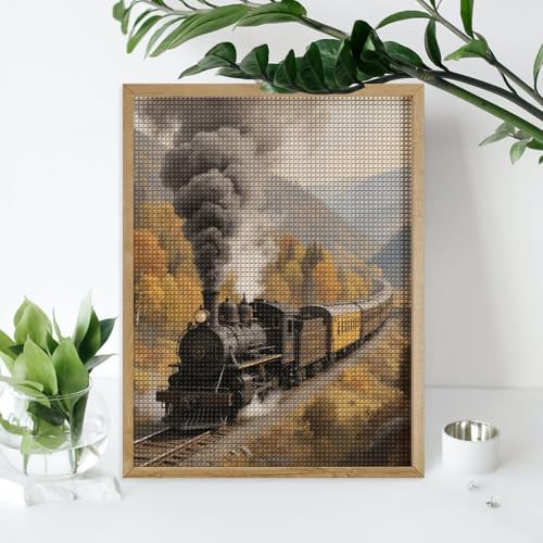 Peinture diamant 5D train de la vallée avec strass carrés pour décoration murale