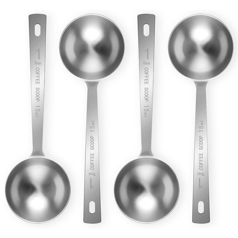 CTRLZS 4Pcs Coffee Scoop Spoon - 1 Tablespoon Measuring Spoon, 15ML Stainless Steel Coffee Spoons, Long Handle Measuring Scoop