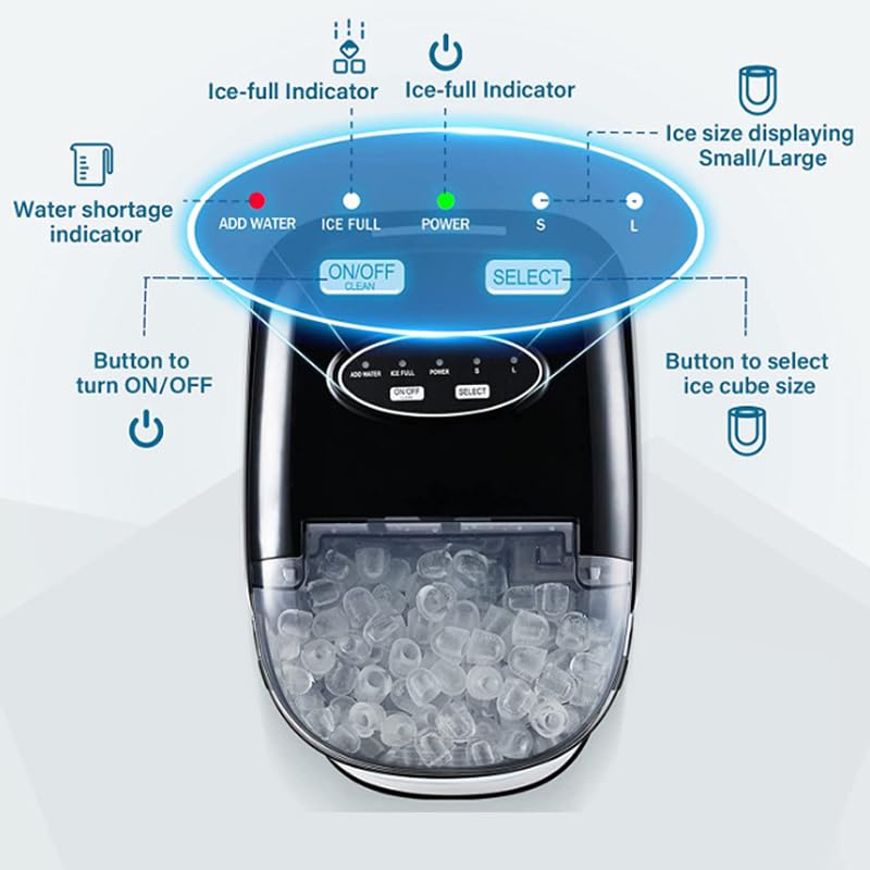 Máquina fabricadora de hielo eléctrica comercial y doméstica, para mostrador, forma de bala o cilíndrica, ideal para pequeñas tiendas de té con leche, hogar, cocina, acampada o RV miniatura 6
