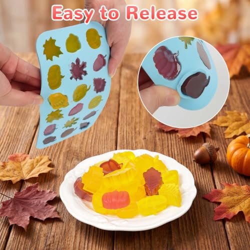 Image of 2 Pcs Thanksgiving Silicone Molds, Thanksgiving Chocolate Molds, Fall Pumpkin Maple Leaf Acorn Mold for DIY Cake, Chocolate, Candy, Jelly, Wax Melt, Ice Cubes