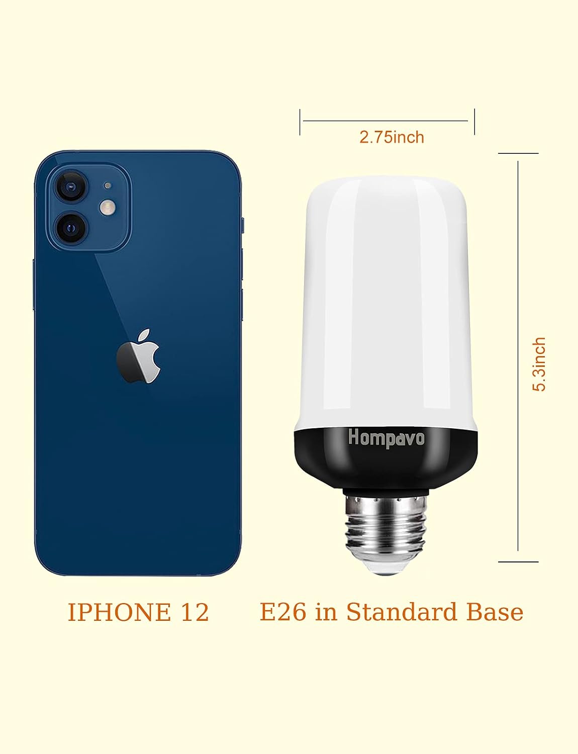 Hompavo 【Upgraded】 LED Flame Light Bulbs, 4 Modes Flickering Light Bulbs with Upside Down Effect, E26/E27 Base Flame Bulb for Halloween, Christmas, Party, Indoor and Outdoor Home Decoration (2 Pack)