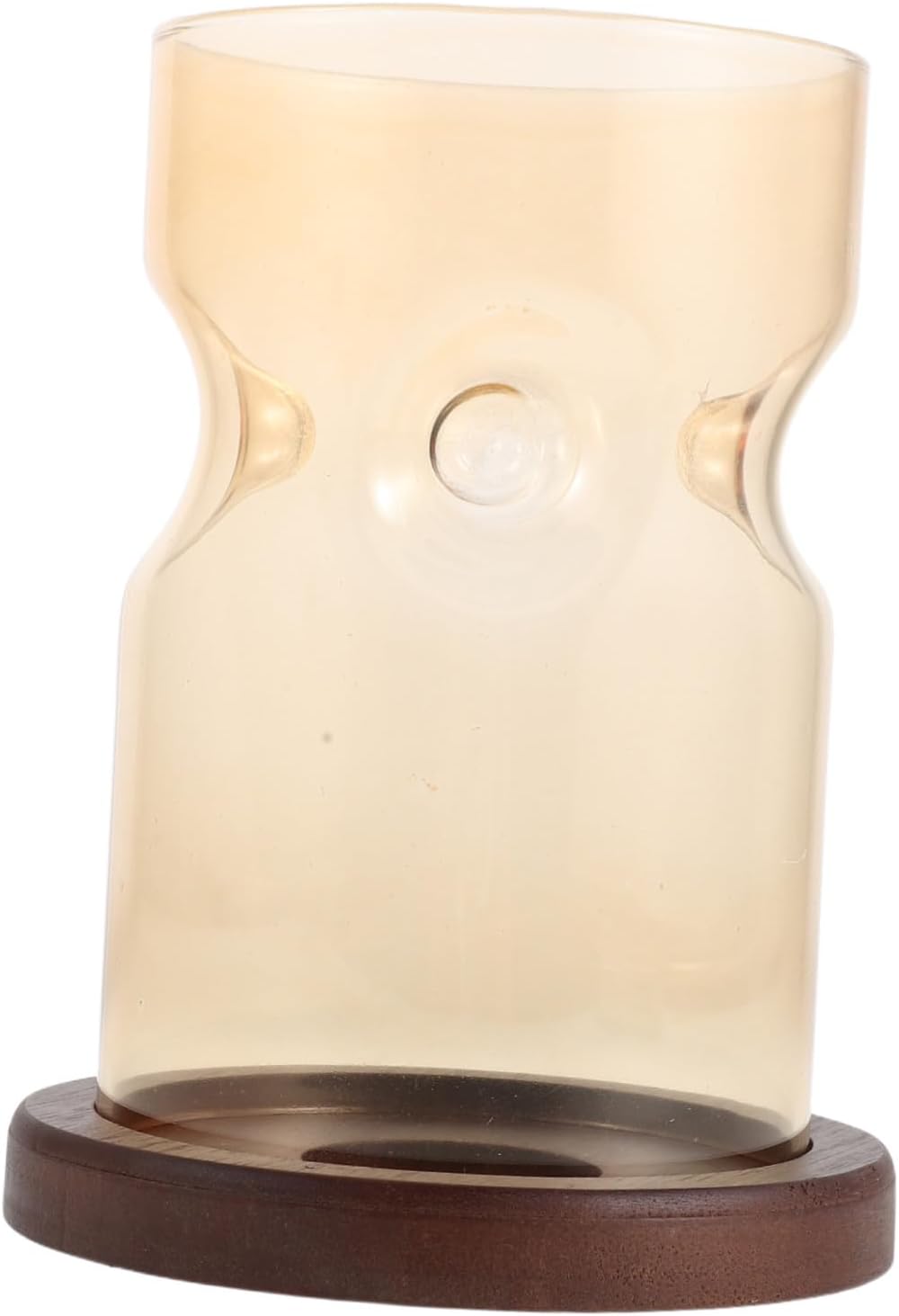 Ipetboom Chinese Retro Glass Hurricane Candle Holder with Wood Base, Windproof Detachable Glass Shade, 6.3x4.7 Inches Cylinder Shape, Elegant Candle Stand for Wedding Centerpieces