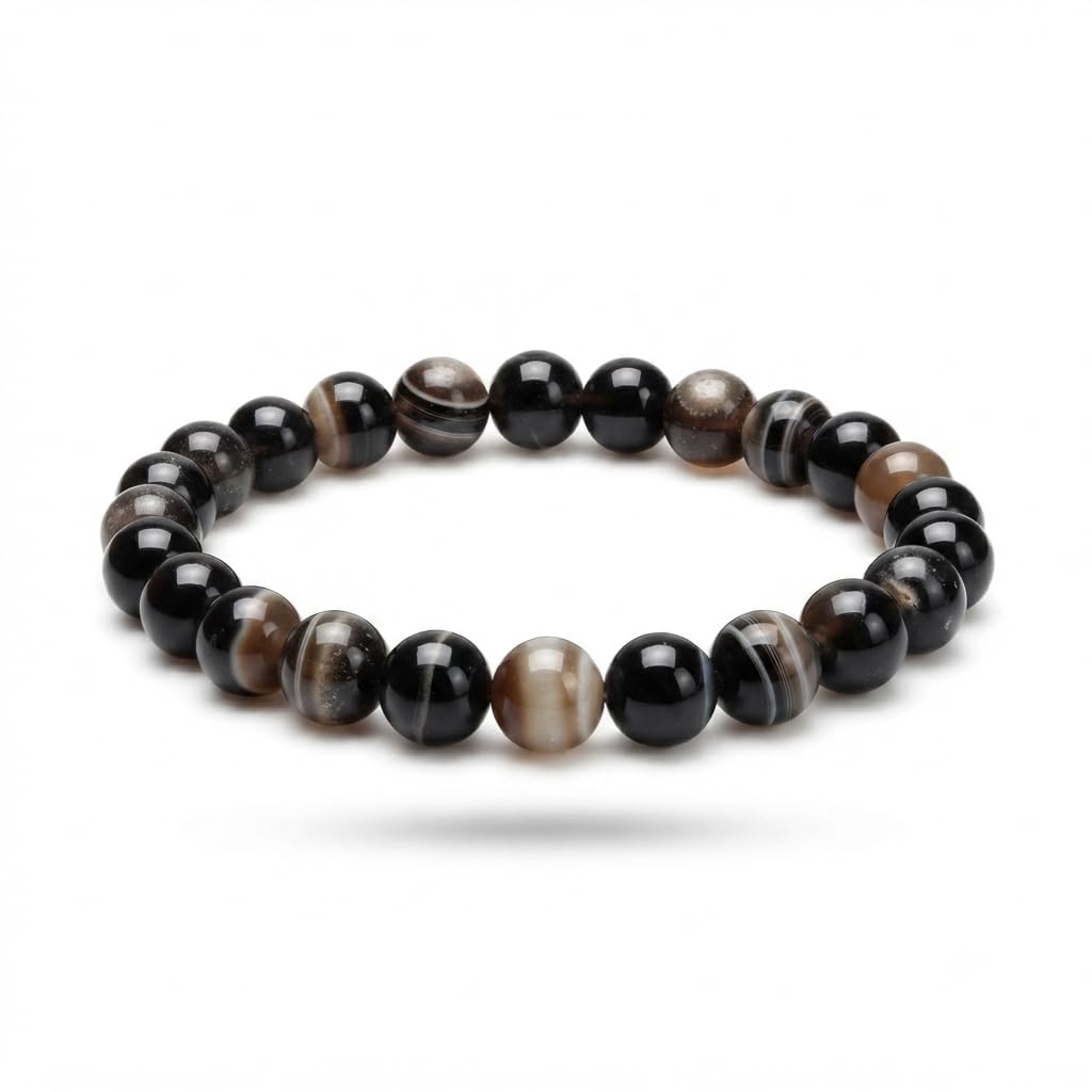 Mix Banded Onyx Black Crystal Bracelet for Men and Women, One Size, 30 Grams, 20 Centimeters-image-25