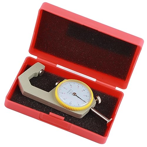 Thickness Gauge,0?20 mm Round Dial Gauge Aluminum Alloy Accuracy Measuring Tool with Flat and Pointed Heads for Measuring Paper, Pipe, Metal Thickness (Flat Head)