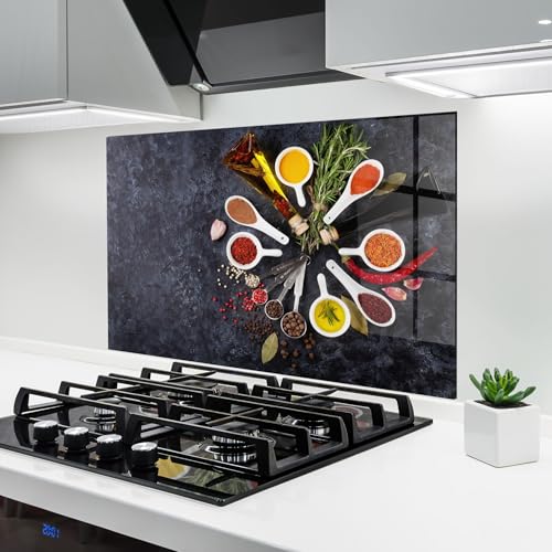 ARTHUB® Paraschizzi Cucina in Vetro temperato 50x70 cm, Spices |
