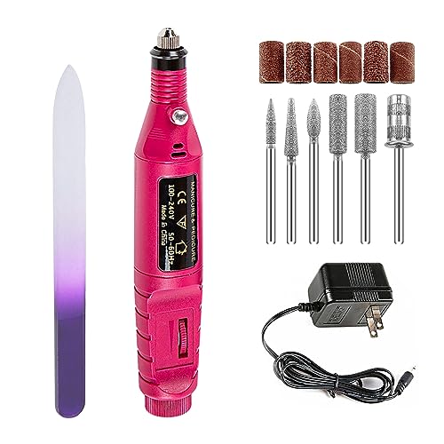 Electric Nail Drill Kit Acrylic Nail File 20000 RPM Portable Electric Nail Drill Bits, 6 Acrylic Gel Remover Nail Tools, Nail Polishing Machine Pedicure Set