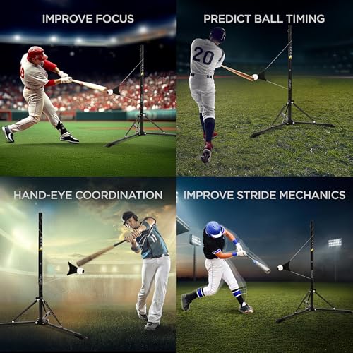 ZivPlay Baseball Hitting Trainer Baseball Swing Trainer Softball and Baseball Training Equipment for Batting Practice Simulates Real Pitch Portable with Wheels Height Adjustment (Ambidextrous) by ZivPlay - Image 6