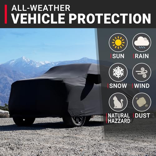 Image of iCarCover Premium Custom Truck Cover for 2004-2024 GMC Sierra 1500 Crew Cab, 5.8 ft. Short Bed Heavy Duty Waterproof All Weather Rain Snow UV Sun Protector Custom Fit Full Exterior Protection (Black)