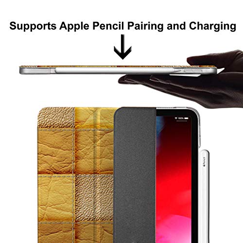 Image of iPad PRO 11 Inch 1 Gen 2018 [ PRO 11 1st ] A1980 A1934 A2013 MU0T2HN /A MU0Y2HN /A MTXN2HN /A MTXP2HN /A Printed Slim Lightweight Protective PC Dual Angle Stand Clear Flip Back Cover - Brown Patchwork