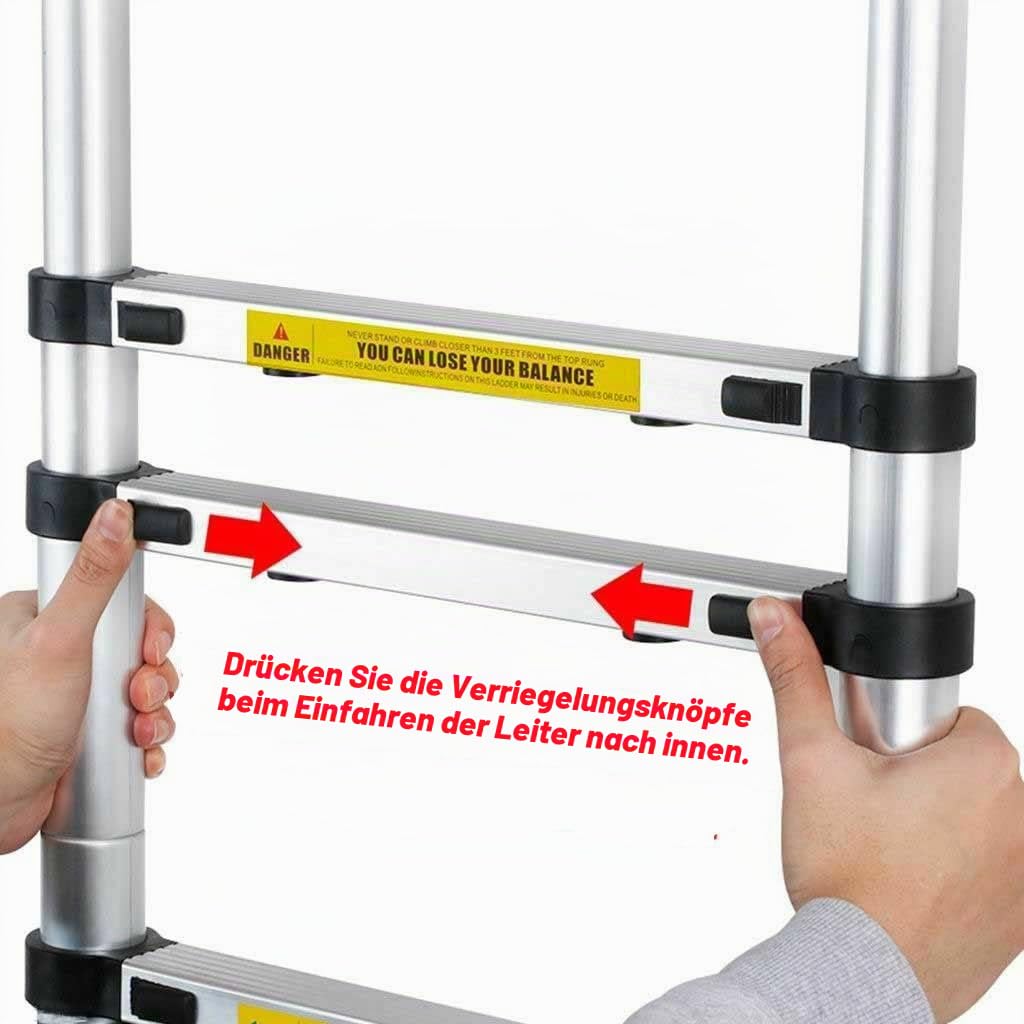 Teleskopleiter Aus Aluminium - Ausziehbar, Faltbar, Loft Ladder, Zertifiziert Nach EN131, Belastbar Bis 150 kg, 4,4 m