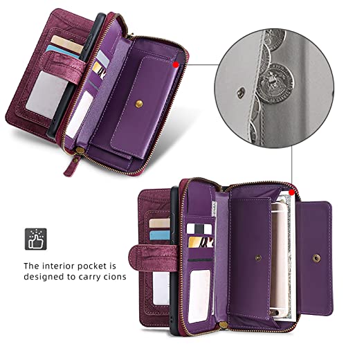 Funda tipo cartera para iPhone que evita pérdidas con tarjetero de cremallera 4
