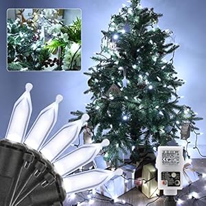 Moxled Christmas Tree Lights, 15M 100 LED Fairy String Lights with Remote Control, Timer, 8 Modes, Waterproof, White…