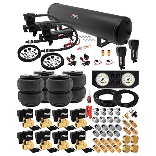 Vixen Air Suspension Kit for Truck/Car Bag/Air Ride/Spring. On Board System- Dual 200psi Compressor, 5 Gallon Tank. For Boat Lift,Towing,Lowering,Load Leveling,Onboard Train Horn VXX1209FW/4852DBF