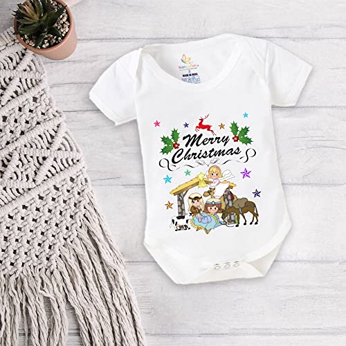 Image of baby wish Baby Christmas Bodysuits Newborn Santa Baby Romper Half Sleeve Unisex Romper Merry Christmas Party With Animal