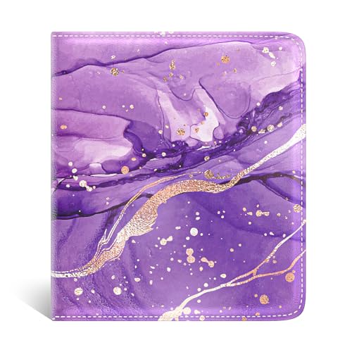 Nipichsha Womens Wallet, Small Slim RFID Credit Card Holder Wallet for Women, Leather Compact Bifold Purse with Zipper Coin Pocket, Cute Ladies Purse with ID Window, Purple Marble - Main Image