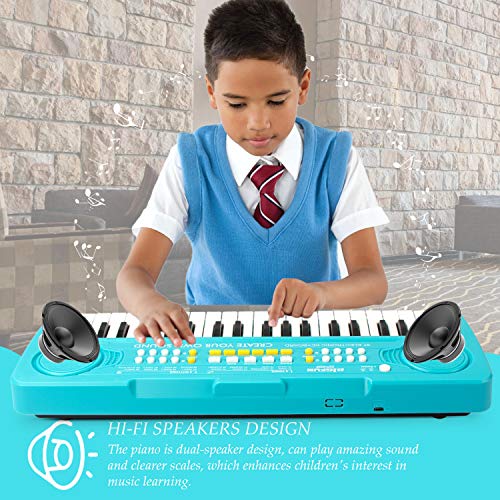 Bigfun Kid Keyboard Piano - 37 Keys Keyboard Piano Kids Multifunction Music Educational Instrument Toy Keyboard Piano For 3, 4, 5, 6, 7, 8 Girls And Boys (Blue) #TOP1