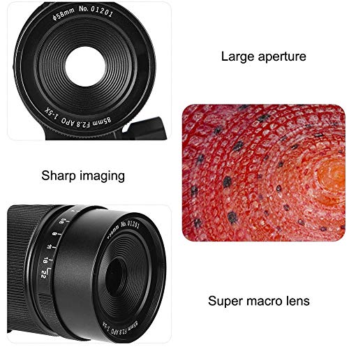 Qiilu 85mm F2.8 Macro Lens, Aluminium Zwart 1X-5X Grote Diafragma Handleiding Focusing Super Macro Vaste Lens voor Canon… - Afbeelding 5