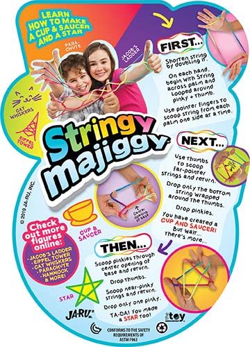Miniatura 5 de JA-RU Stringy Majiggy Cats Cradle - Juguetes de cuerda chinos (1 cuna para gatos) Juegos de trucos de cuerda de mano para niños y adultos, niñas y