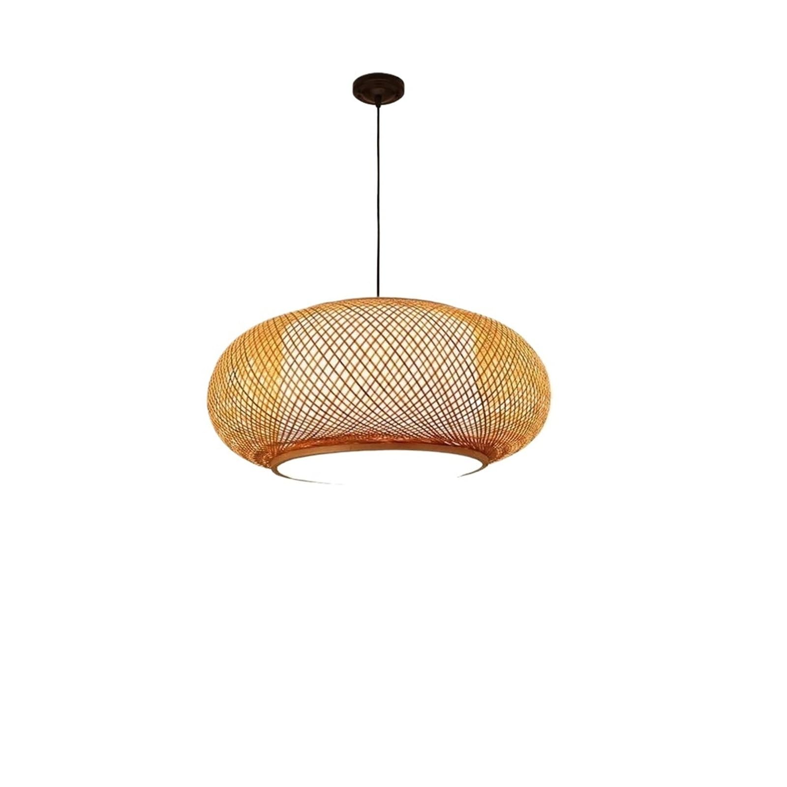 Eezii H-40Cm Rustic Farmhouse Bamboo Pendant Light Shades Large Ceiling Light Fixture Woven Rattan Chandelier E27 Bamboo Lamp Covers