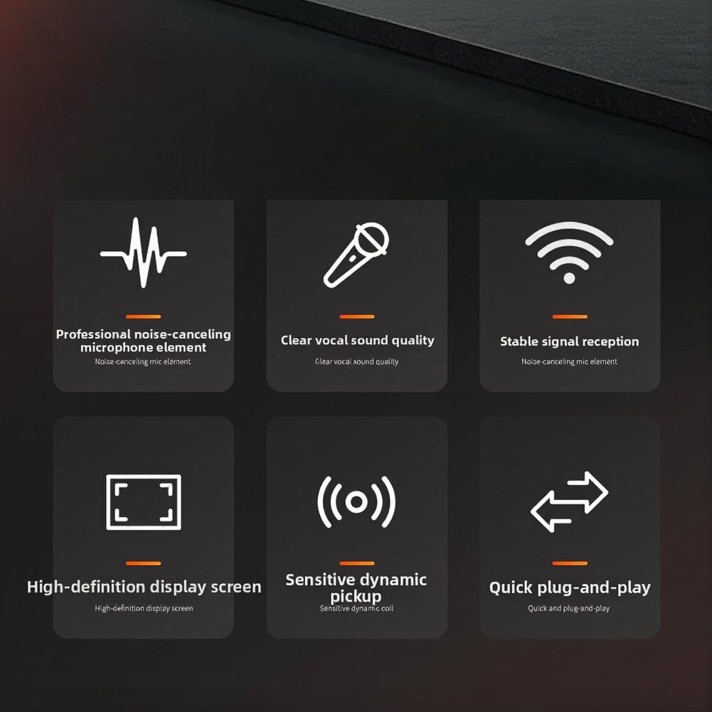 2 microfoni portatili wireless a doppio canale da 2,4 GHz con interfaccia audio da 6,35 mm e riduzione del rumore per karaoke, esibizioni di DJ, servizi religiosi e conferenze