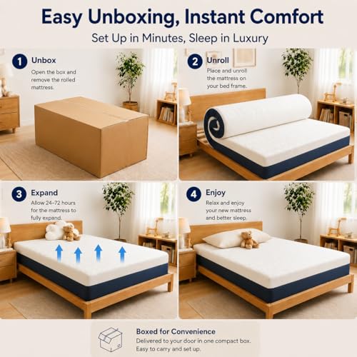 KOPEE CHO Twin Size Mattress, 6 Inch Memory Foam Mattresses Medium-Firm Mattress for Pressure Relief & Cooler Sleep Mattress CertiPUR-US Certified Mattress in a Box by KOPEE CHO - Used condition - Image 6