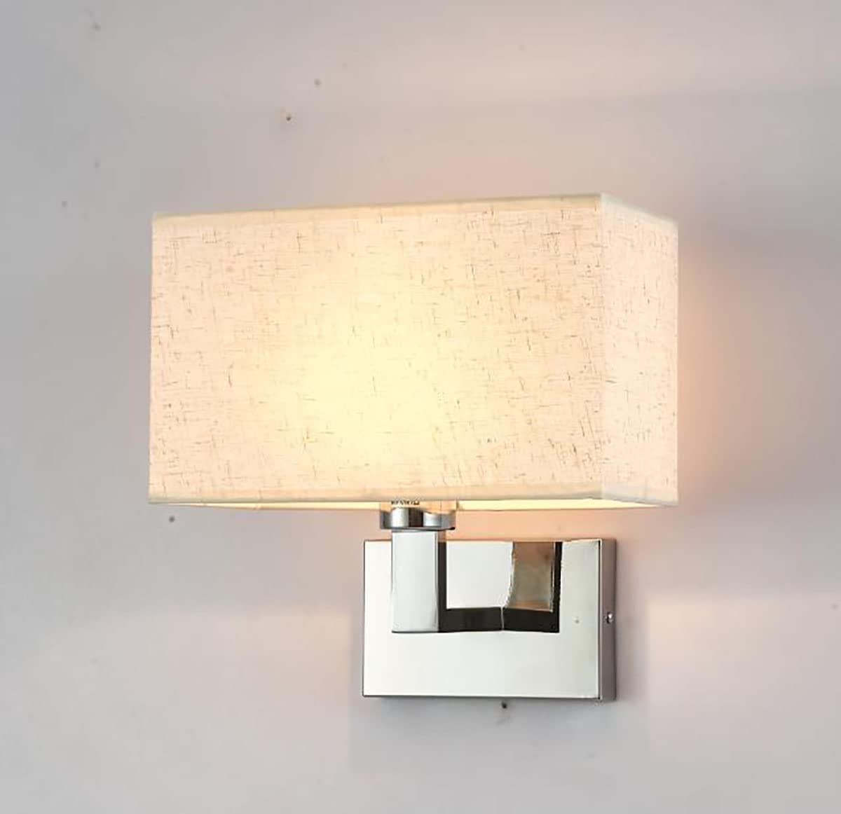 1-Light Antique Gold Indoor Wall Lamp Fixture Mid-Century Modern Wall Sconce with Beige Fabric Shade Hallway Bathroom Vanity Light Bedside Nightstand Light (Nickel)