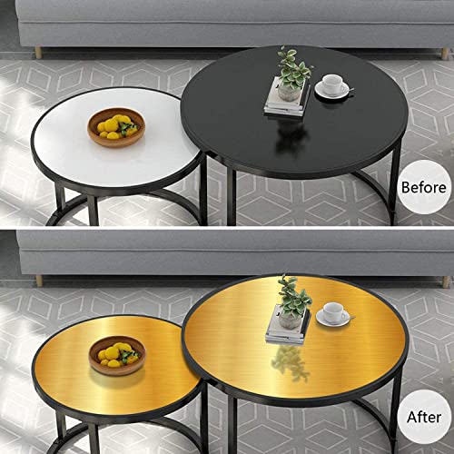 Image of Stainless Steel Look Wallpaper Vinyl Brushed Peel and Stick Wallpaper Vinyl Self Adhesive Film Metal Look Wallpaper for Countertops Kitchen. (24 x 150 inch, Gold Brush)