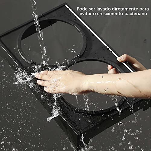 Tigela de aço inoxidável Tigela de comida de gato para cães, comedouro vertical com 2 tigelas de aço