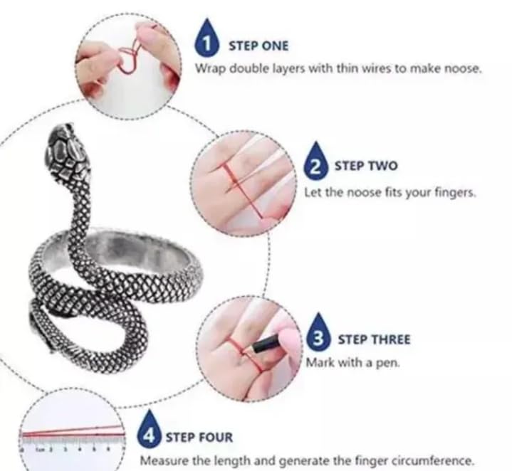 Image of Gothic Snake Rings, Adjustable Open Finger Design, Gold and Silver, Pack of 2