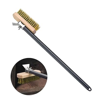 23.2Inch/ 43Inch Pizza Oven Brass Brush, Professional Commercial Oven Cleaner, Household Scraper Grill BBQ Oven Sweep Oven Broom Copper Brush, Long Aluminum Handle (Size : 23.2 Inch)