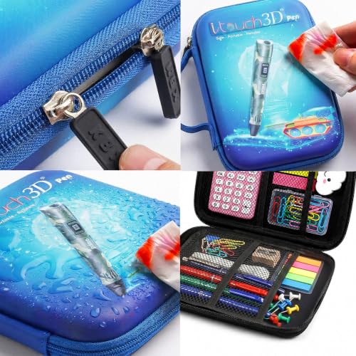 Image of WOL 3D Cartoon Printed Pencil Case with Compartments | Large Capacity Stationery Organizer Zipper Pouch, Water-Resistant Pen Holder for Girls, Boys, Kids, School, Travel & Office Use - Blue