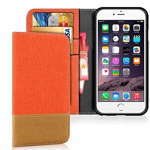 United Case Funda Billetera para Apple iPhone 6 Plus / 6s Plus | Naranja Shell | Cierre