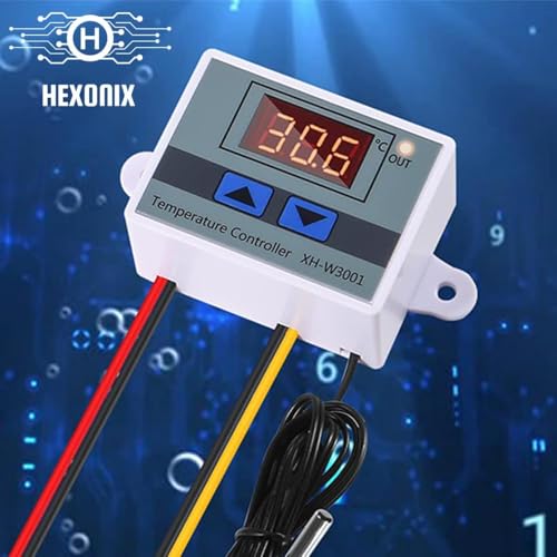 Image of Hexonix XH-W3001 Digital Display Temperature Controller 220V 10A | LED Temperature Controller with Thermostat Control Switch Probe - White