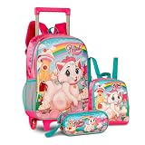 Kit Gatinha Nini Escolar Infantil Para Meninas Mochila Lancheira Térmica E Estojo Escolar Com Lápis E Giz De Cera