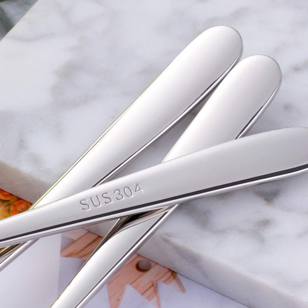 Bisda 8 pezzi cucchiaini da tè in acciaio argento inox manico lungo mescolando cucchiaio per gelato frullato cocktail