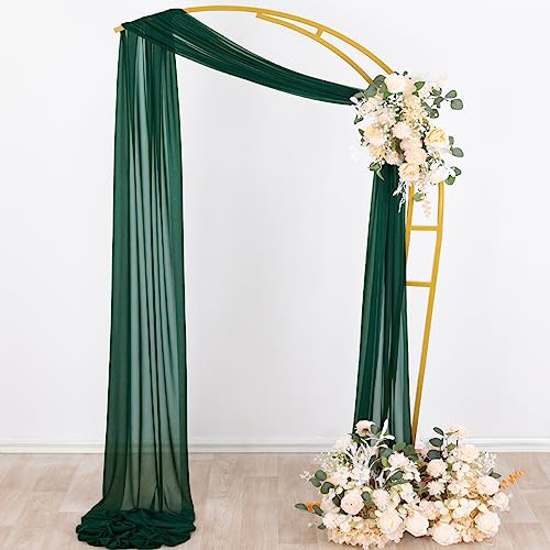 Image of Socomi Wedding Arch Draping Fabric 29 inch x 20Ft 4 Panels Emerald Green Sheer Outdoor Curtain Drapes Extra Long for Bridal Baby Shower Ceremony Birthday Party Decor