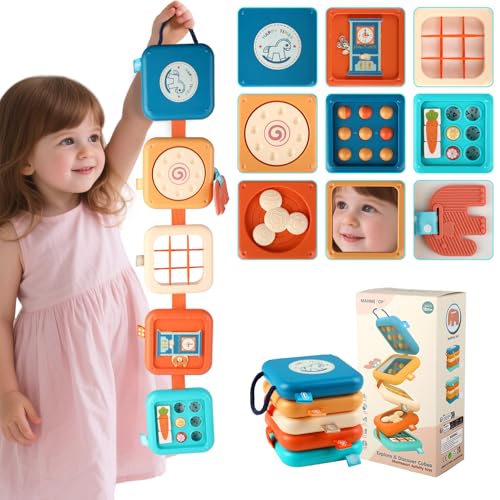 Vanchief Busy Board for 1 Year Old, Montessori Toys for 1 Year Old, 8-in-1 Develop Fine Motor Skills Travel Toys, Busy Board Birthday Gift for Boy Girl Toddler