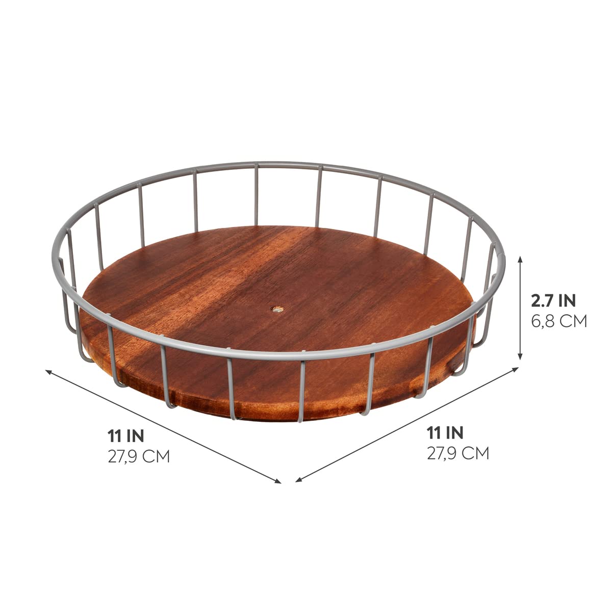InterDesign iDesign The Ría Safford Collection Plateau tournant en Bois d'acacia et Fil métallique, 28 cm, Spinner